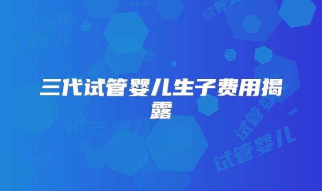 三代试管婴儿生子费用揭露