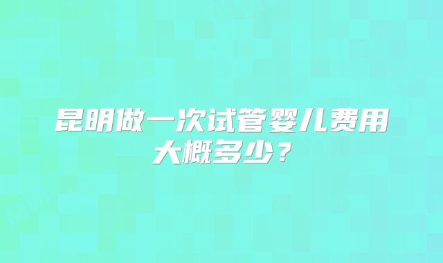 昆明做一次试管婴儿费用大概多少？