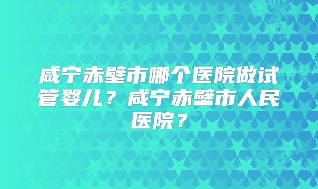 咸宁赤壁市哪个医院做试管婴儿？咸宁赤壁市人民医院？