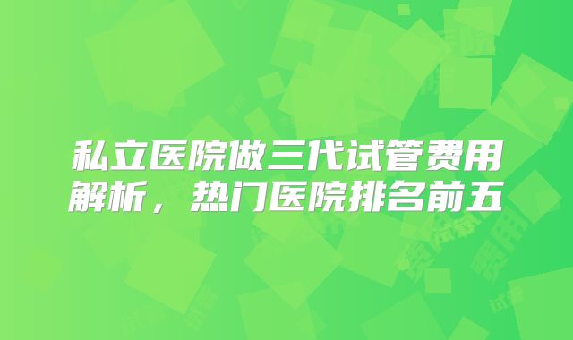 私立医院做三代试管费用解析，热门医院排名前五