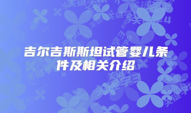 吉尔吉斯斯坦试管婴儿条件及相关介绍