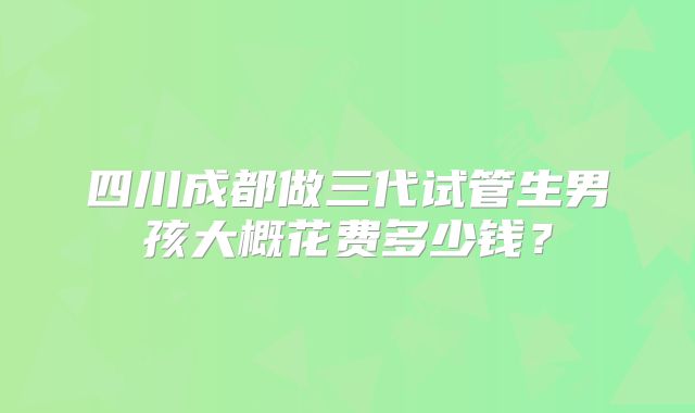 四川成都做三代试管生男孩大概花费多少钱？