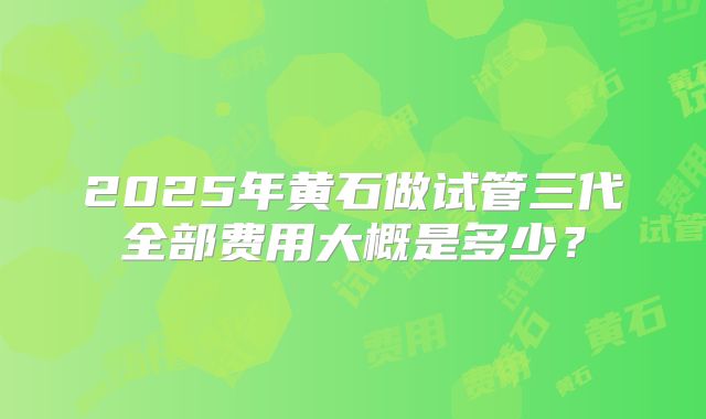 2025年黄石做试管三代全部费用大概是多少？
