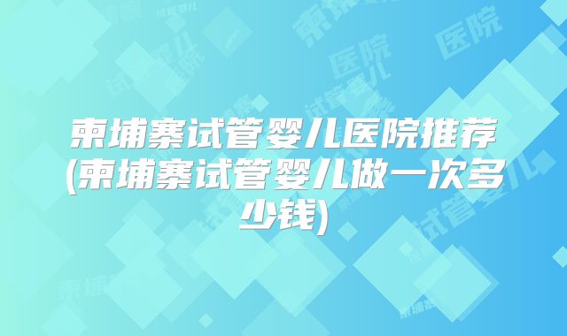 柬埔寨试管婴儿医院推荐(柬埔寨试管婴儿做一次多少钱)