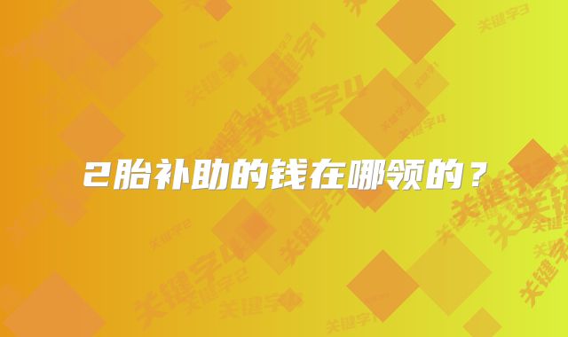 2胎补助的钱在哪领的?