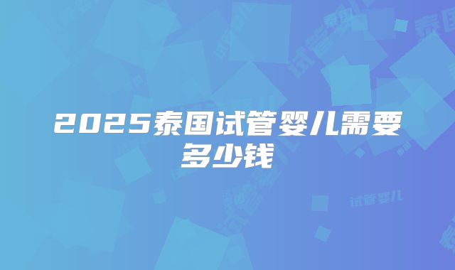 2025泰国试管婴儿需要多少钱