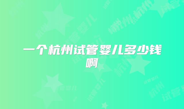 一个杭州试管婴儿多少钱啊