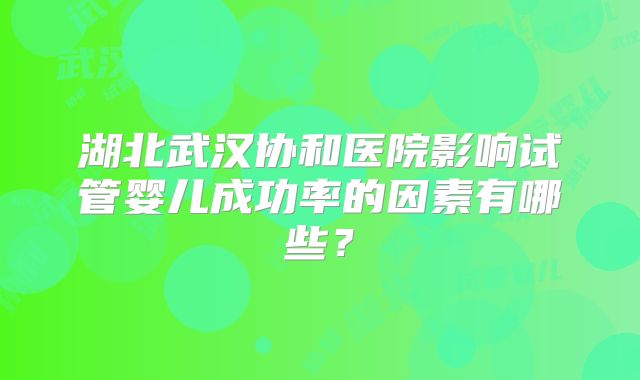 湖北武汉协和医院影响试管婴儿成功率的因素有哪些？