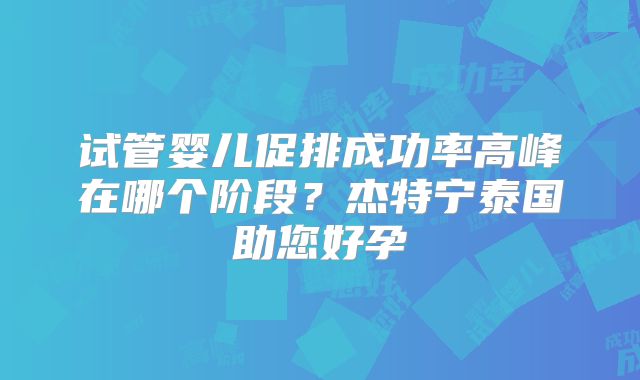试管婴儿促排成功率高峰在哪个阶段？杰特宁泰国助您好孕
