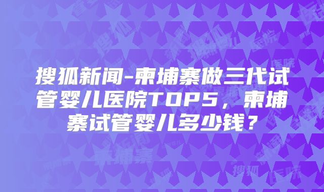搜狐新闻-柬埔寨做三代试管婴儿医院TOP5，柬埔寨试管婴儿多少钱？