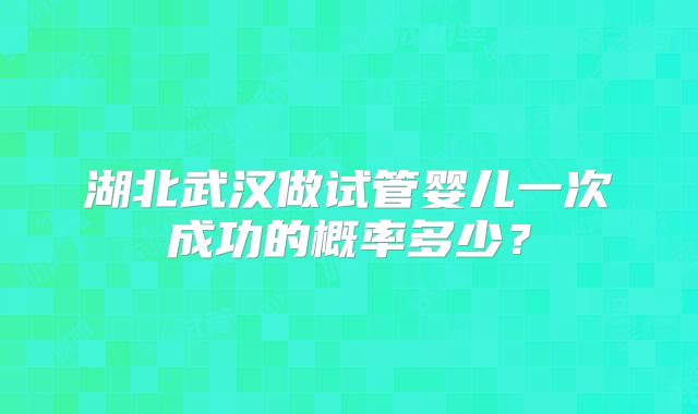 湖北武汉做试管婴儿一次成功的概率多少?