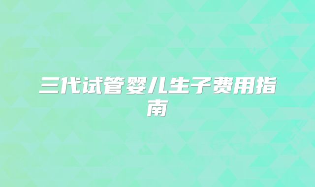 三代试管婴儿生子费用指南