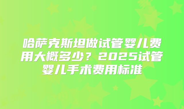 哈萨克斯坦做试管婴儿费用大概多少？2025试管婴儿手术费用标准