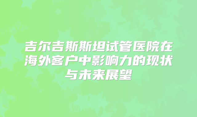 吉尔吉斯斯坦试管医院在海外客户中影响力的现状与未来展望