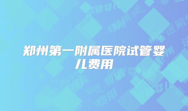 郑州第一附属医院试管婴儿费用