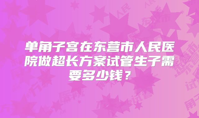 单角子宫在东营市人民医院做超长方案试管生子需要多少钱?