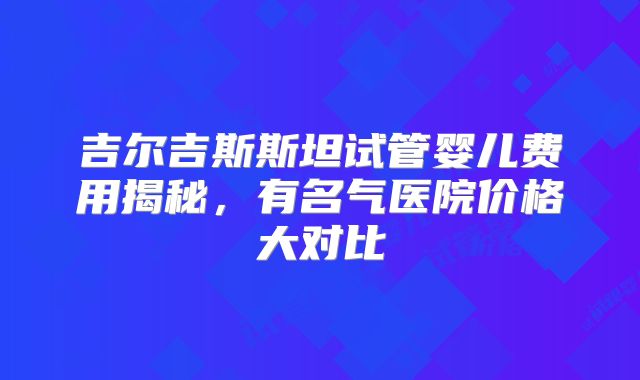 吉尔吉斯斯坦试管婴儿费用揭秘，有名气医院价格大对比