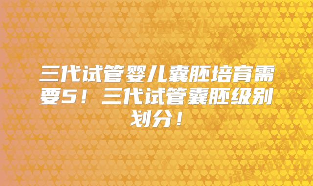 三代试管婴儿囊胚培育需要5！三代试管囊胚级别划分！