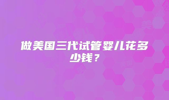 做美国三代试管婴儿花多少钱?