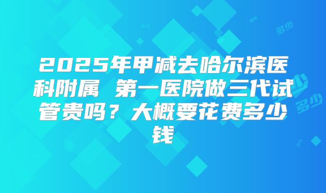 2025年甲减去哈尔滨医科附属 第一医院做三代试管贵吗?大概要花费多少钱