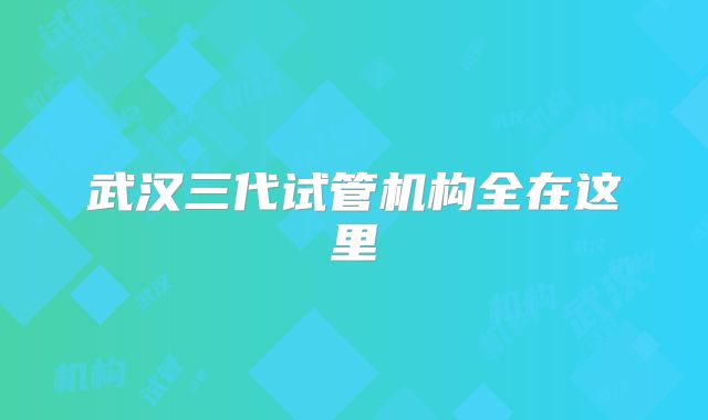 武汉三代试管机构全在这里