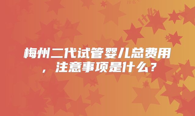 梅州二代试管婴儿总费用，注意事项是什么？