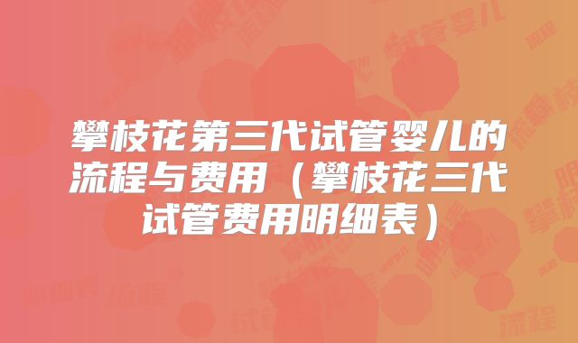 攀枝花第三代试管婴儿的流程与费用（攀枝花三代试管费用明细表）