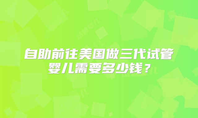 自助前往美国做三代试管婴儿需要多少钱？