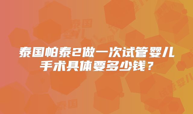 泰国帕泰2做一次试管婴儿手术具体要多少钱?