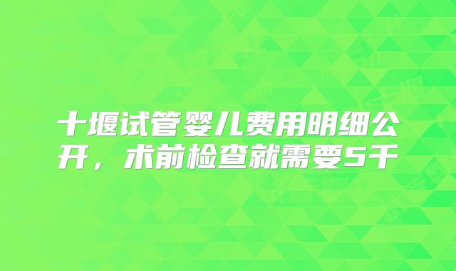 十堰试管婴儿费用明细公开，术前检查就需要5千