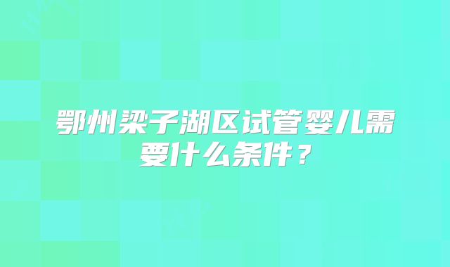 鄂州梁子湖区试管婴儿需要什么条件？
