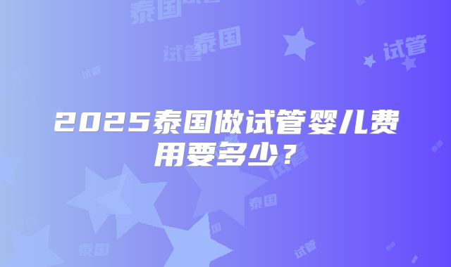 2025泰国做试管婴儿费用要多少?