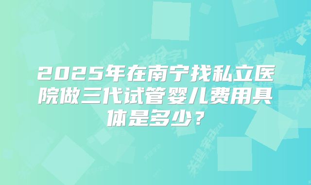 2025年在南宁找私立医院做三代试管婴儿费用具体是多少？
