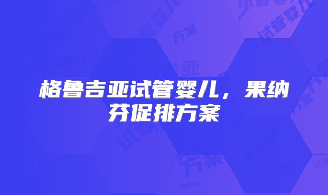 格鲁吉亚试管婴儿，果纳芬促排方案