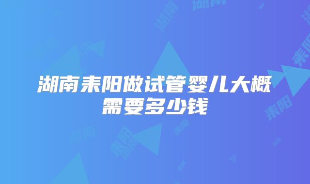 湖南耒阳做试管婴儿大概需要多少钱
