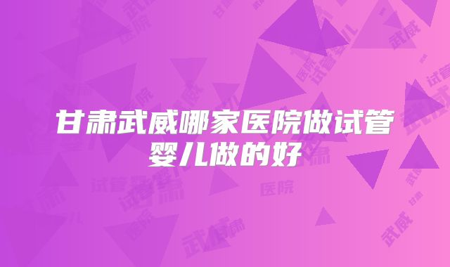 甘肃武威哪家医院做试管婴儿做的好