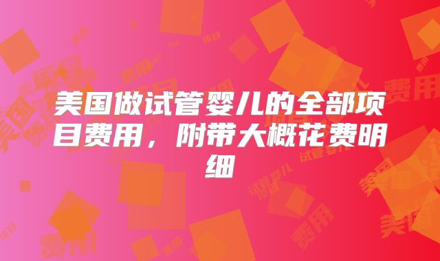 美国做试管婴儿的全部项目费用，附带大概花费明细