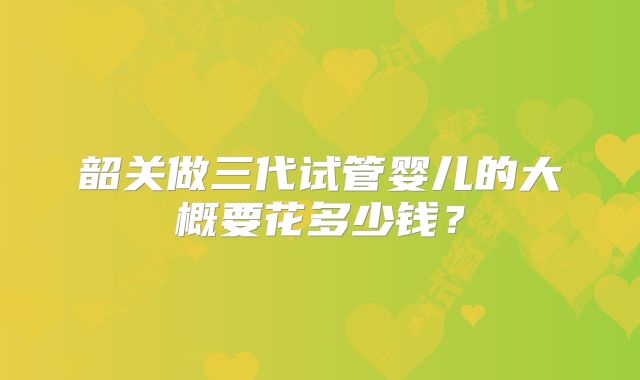 韶关做三代试管婴儿的大概要花多少钱?