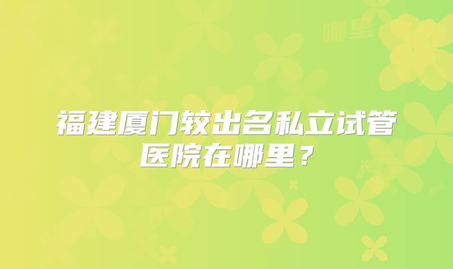 福建厦门较出名私立试管医院在哪里？