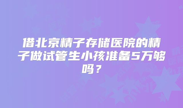 借北京精子存储医院的精子做试管生小孩准备5万够吗？