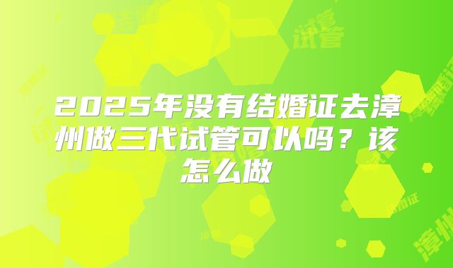 2025年没有结婚证去漳州做三代试管可以吗?该怎么做