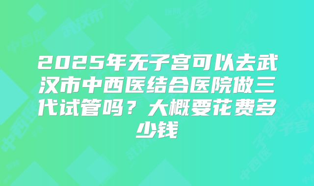 2025年无子宫可以去武汉市中西医结合医院做三代试管吗？大概要花费多少钱