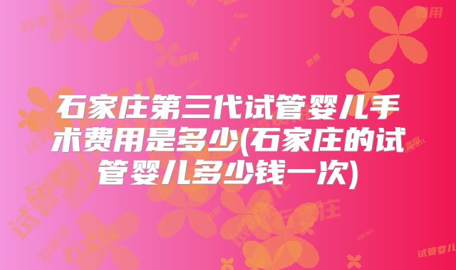 石家庄第三代试管婴儿手术费用是多少(石家庄的试管婴儿多少钱一次)