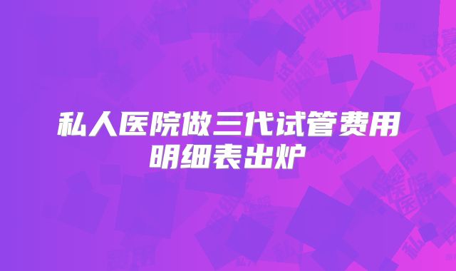 私人医院做三代试管费用明细表出炉