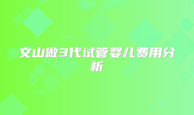 文山做3代试管婴儿费用分析