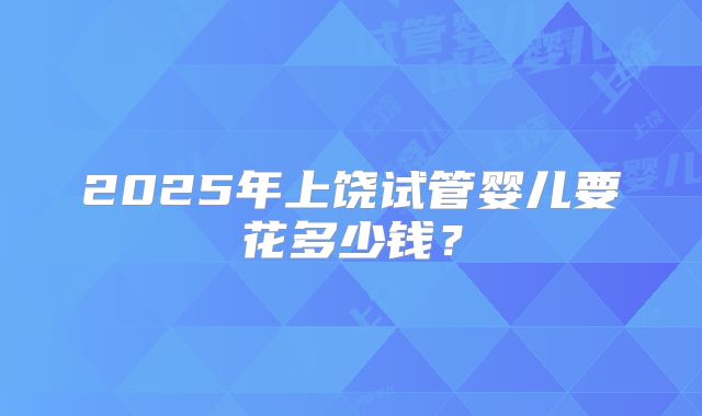 2025年上饶试管婴儿要花多少钱？