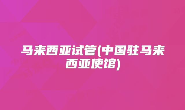 马来西亚试管(中国驻马来西亚使馆)