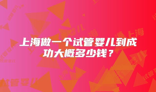 上海做一个试管婴儿到成功大概多少钱?