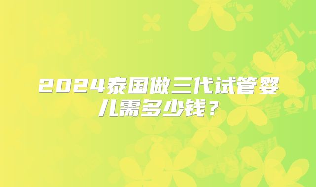 2024泰国做三代试管婴儿需多少钱？