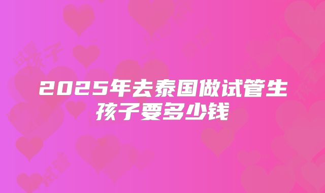 2025年去泰国做试管生孩子要多少钱